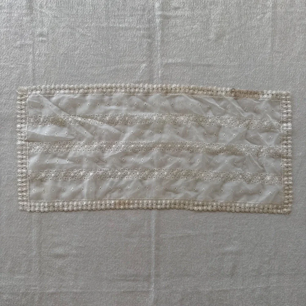 Vintage Sheer Lace Table Runner Embroidered‎ Cottagecore Vanity Scarf 30x14