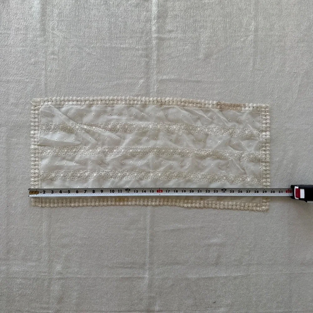 Vintage Sheer Lace Table Runner Embroidered‎ Cottagecore Vanity Scarf 30x14