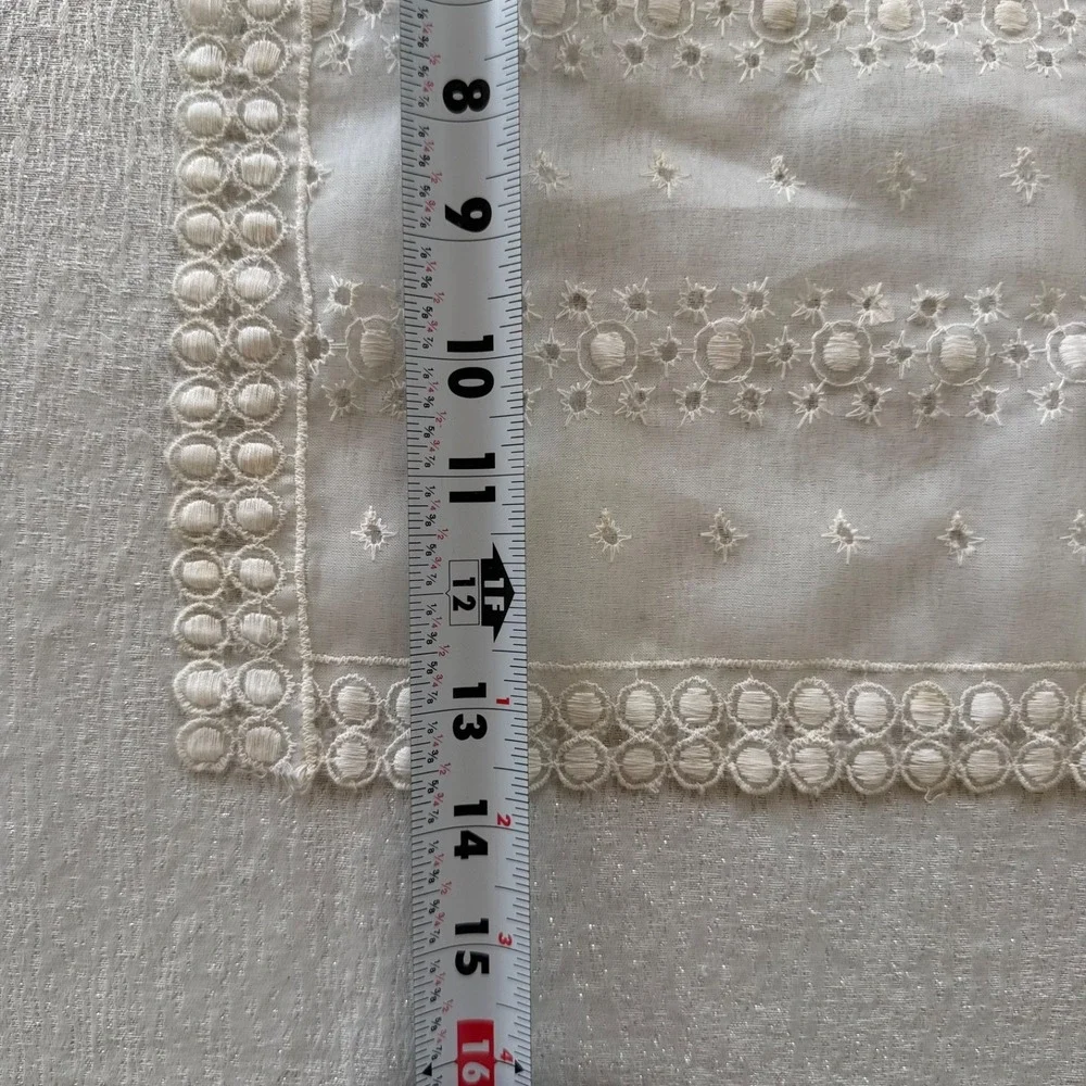 Vintage Sheer Lace Table Runner Embroidered‎ Cottagecore Vanity Scarf 30x14