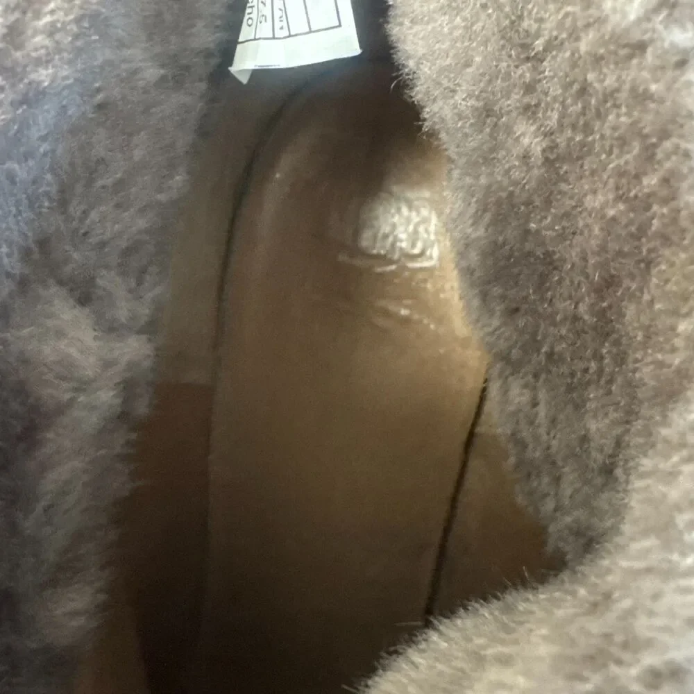 UGG Suede Shearling Ankle Boots Women's 11 Gray Taupe Block Heel Booties