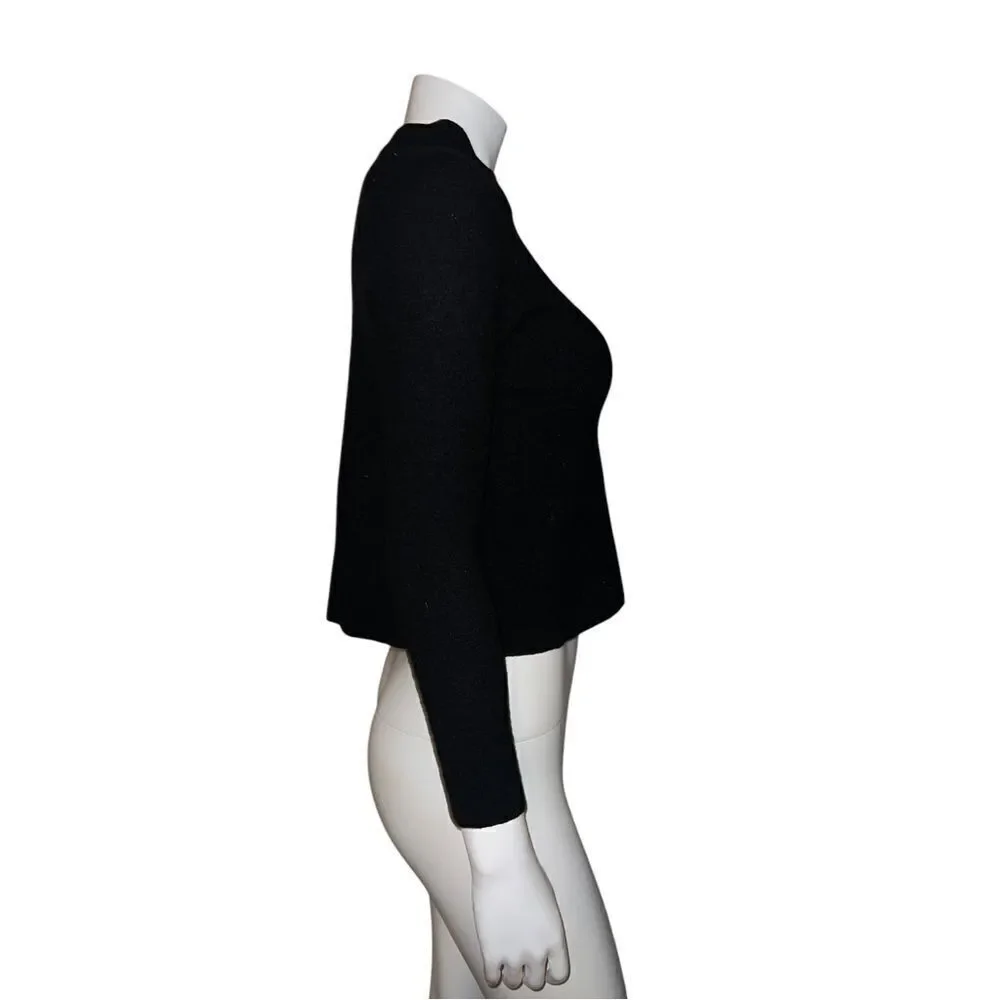Athleta Black Merino Wool Black Cropped Sweater 3/4 Sleeve Small NWOT