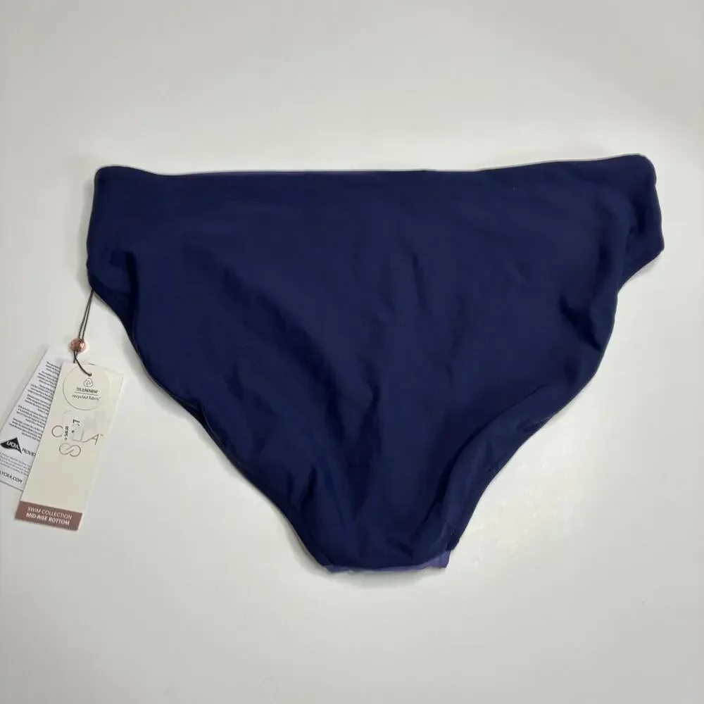 CALIA Carrie Underwood Blue Bikini Bottoms Storm Haze Loop Side NWT Womens Large