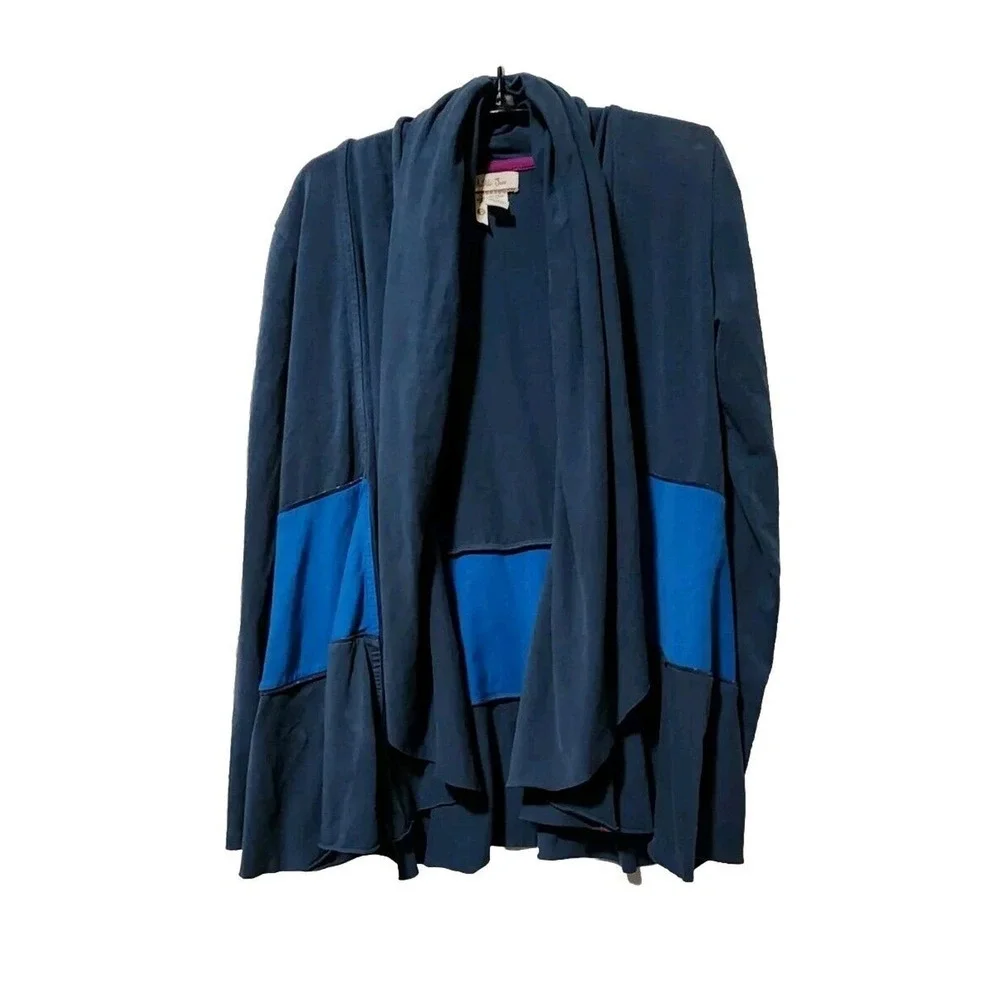 Matilda Jane Sweater Women S Blue Open Front Cardigan Roll Hem Long Sleeve