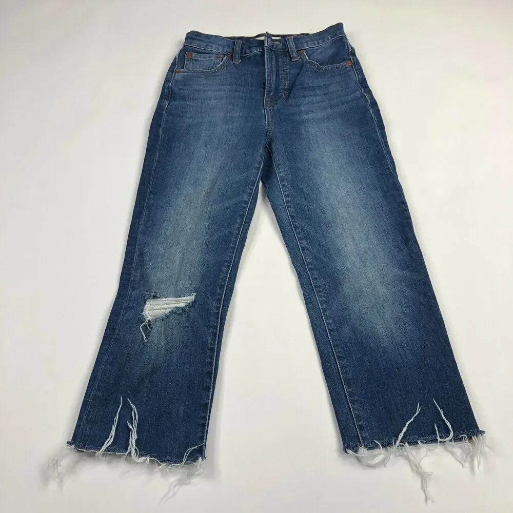 Madewell High Rise The Perfect Vintage Crop Jeans 23 (Actual 24W 20.5L) Raw Hem