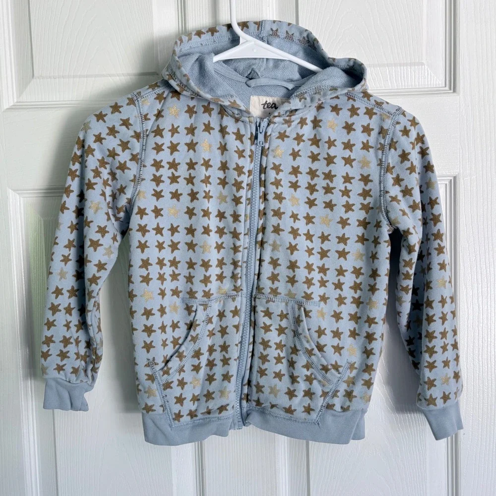 Tea Collection Bundle Size 6 Blue Gray Black Star Heart Unicorn Hoodie Tee 3pc
