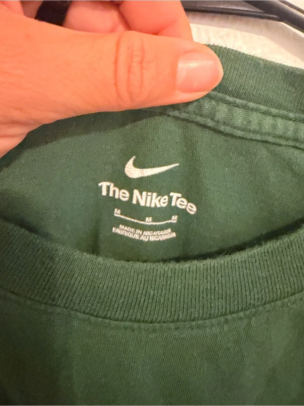 Nike Men’s Forest Green Short Sleeve Graphic Tee with White Swooshes