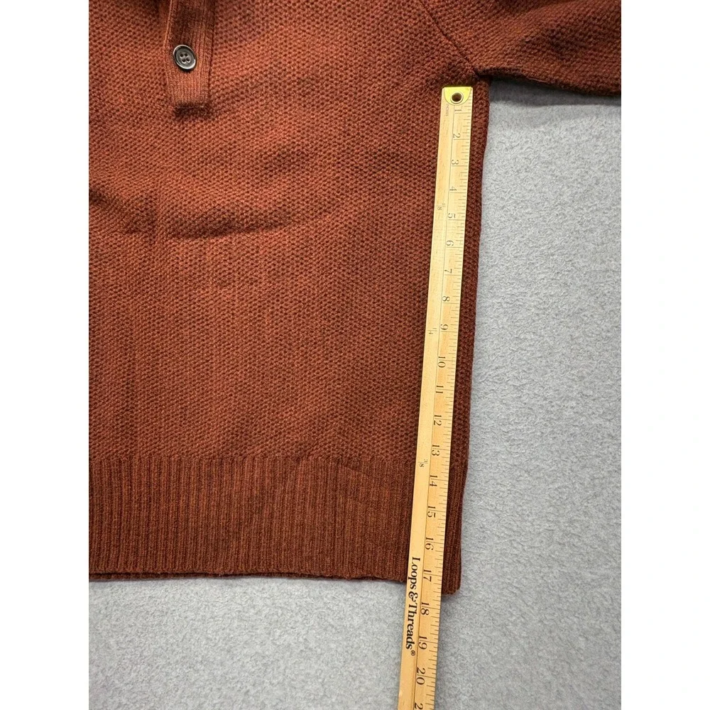 Banana Republic Mens Merino Wool Honeycomb Mock Neck Sweater Orange Large 171383