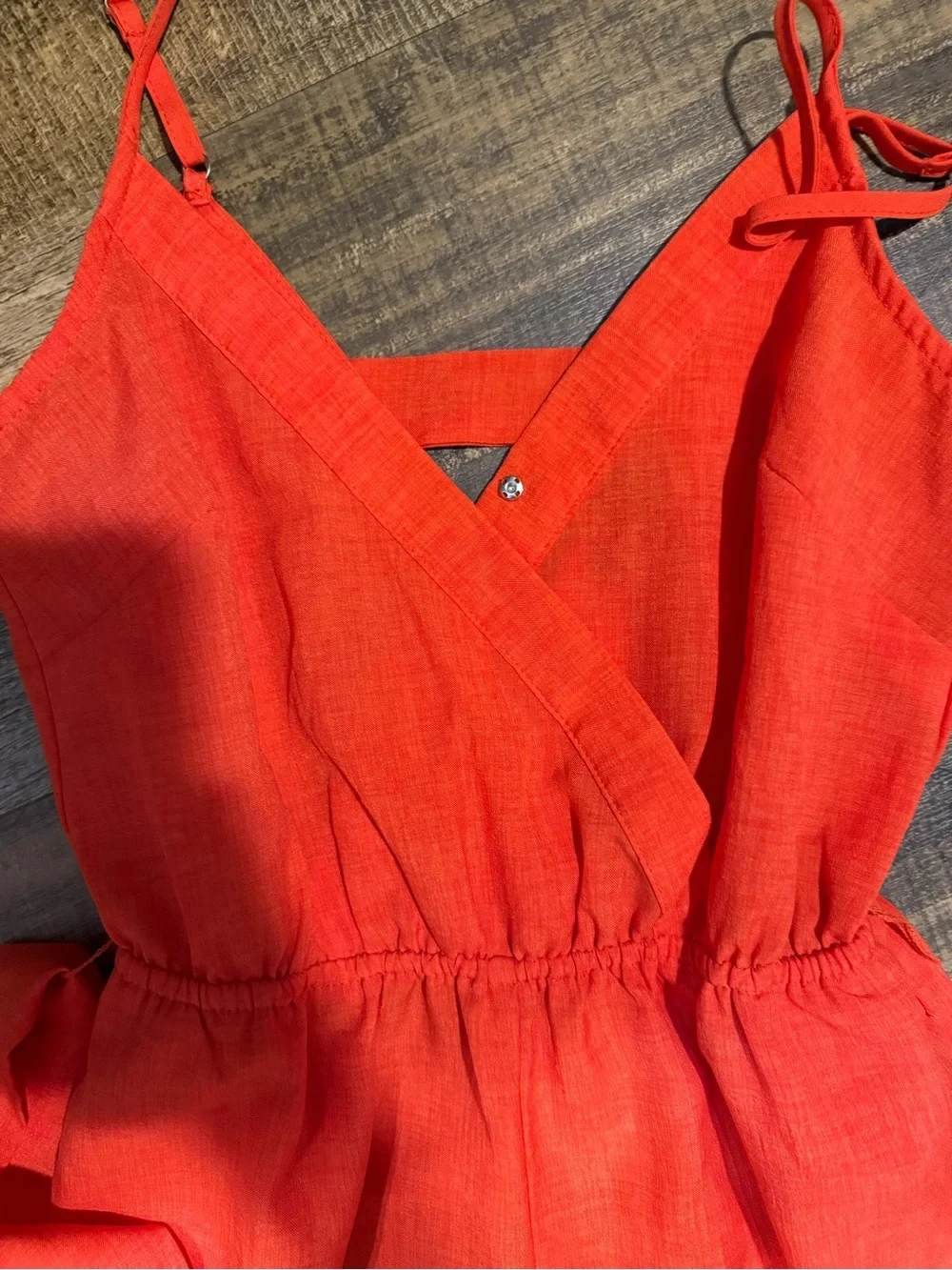 Flying Tomato Vibrant Orange Sleeveless Wide-Leg Jumpsuit with Tie Waist