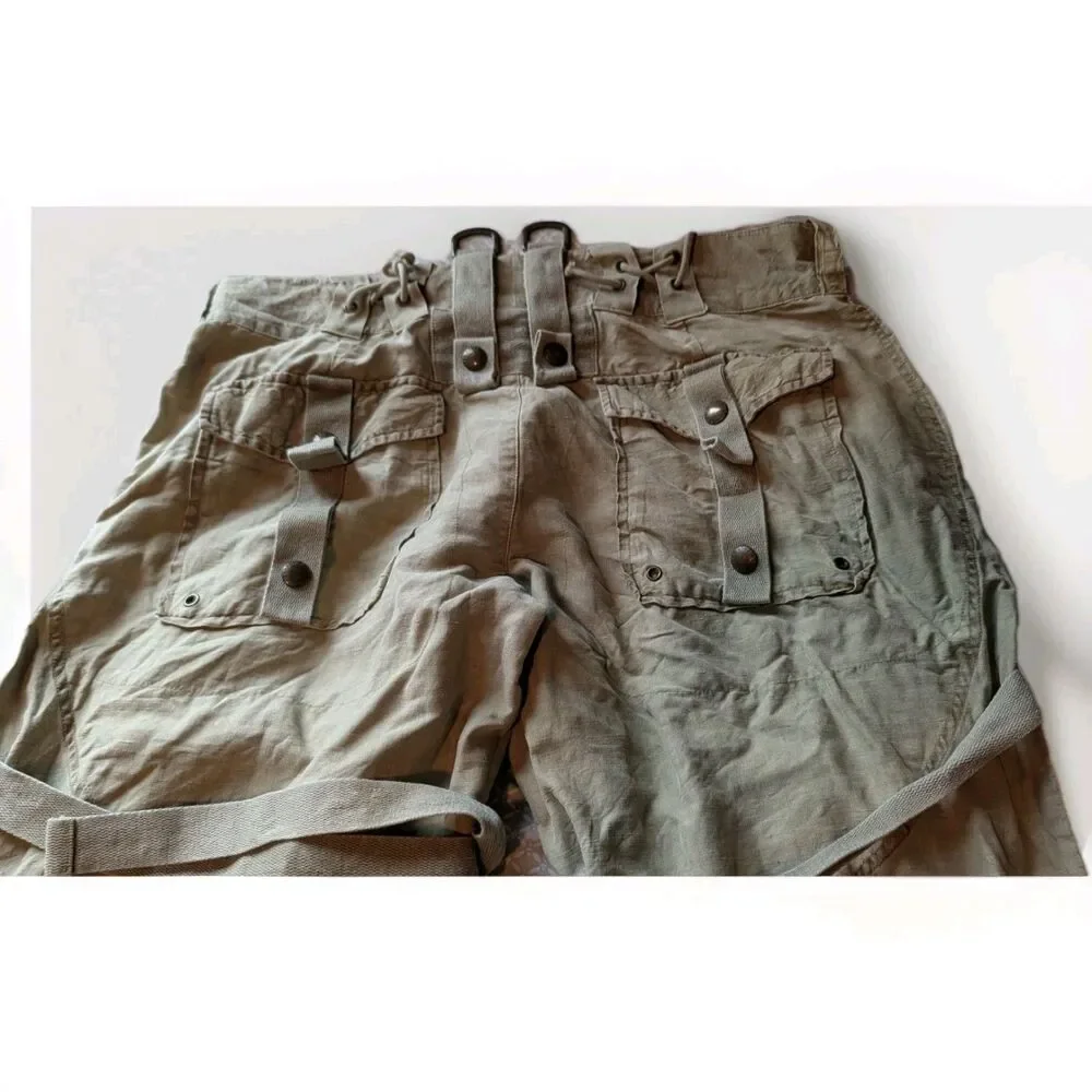 RALPH LAUREN CARGO PANTS LINEN & SILK VINTAGE EC SIZE 6 RARE!