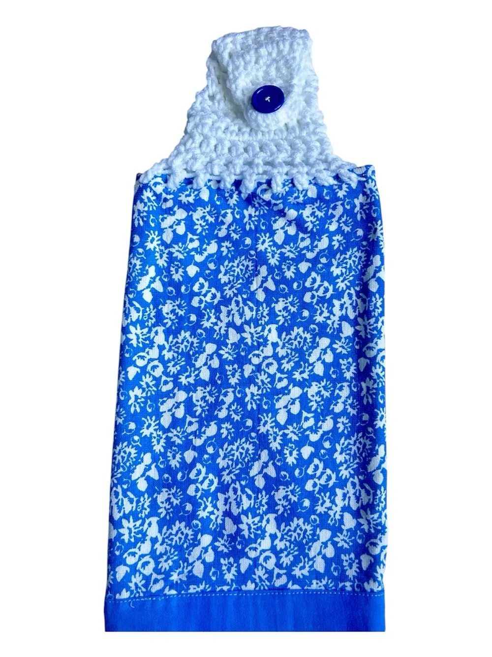 HAND CRAFTED Colorful Floral Crochet Top Hanging Kitchen or Bathroom Hand Towel
