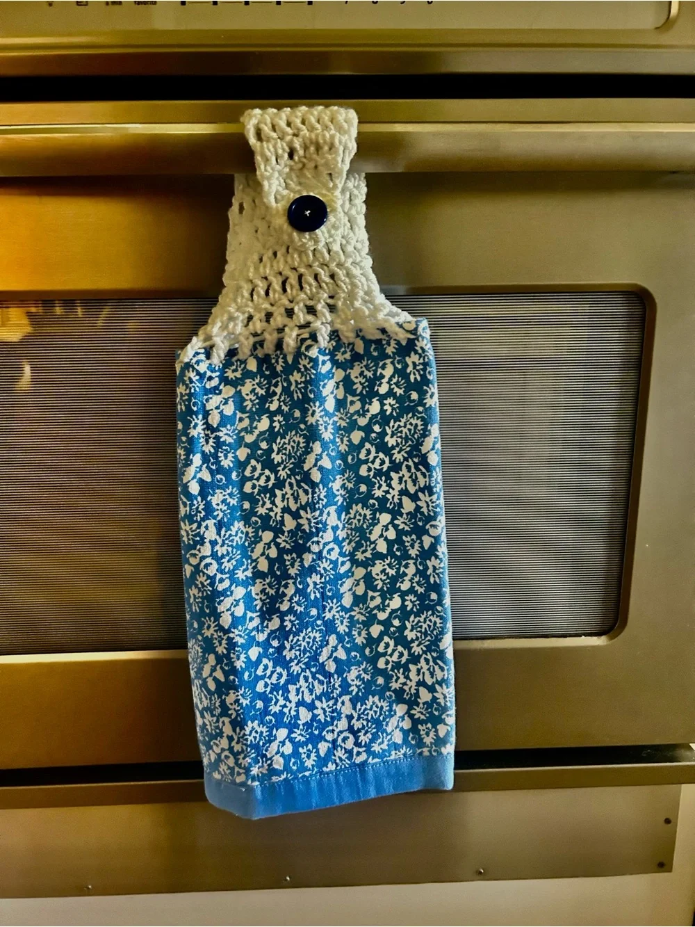 HAND CRAFTED Colorful Floral Crochet Top Hanging Kitchen or Bathroom Hand Towel