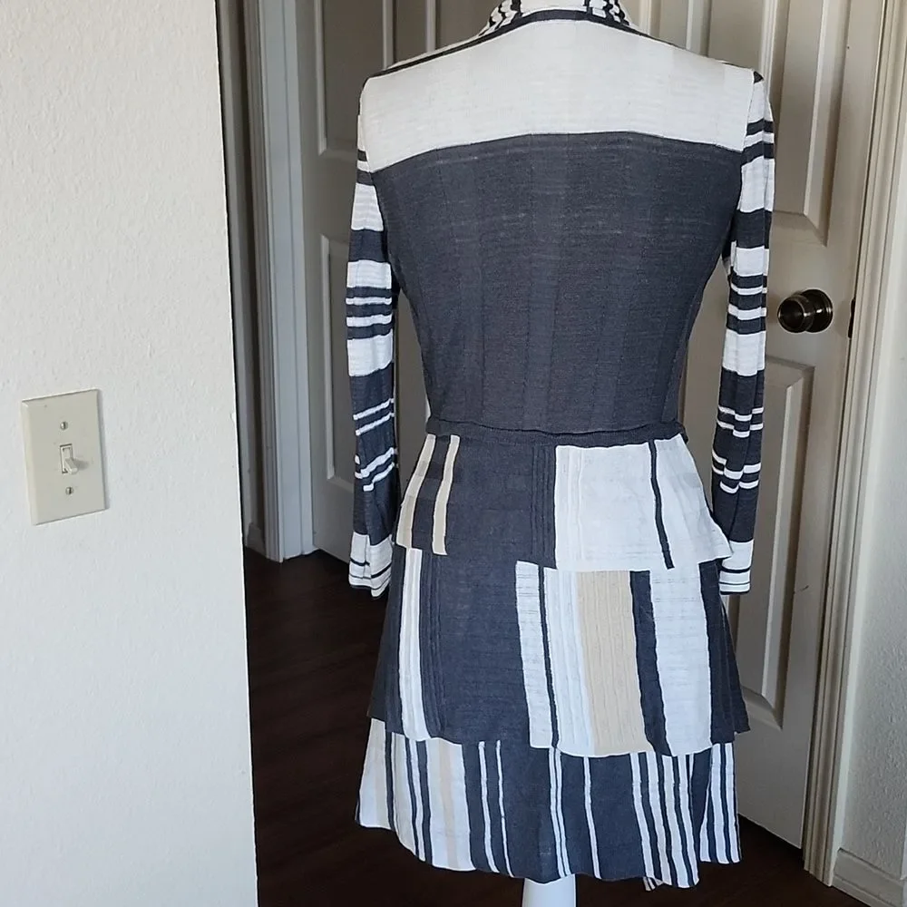 NIC+ZOE  Flyaway Linen Blend Waterfall Drape Boho Hippie‎ Cardigan Size Small