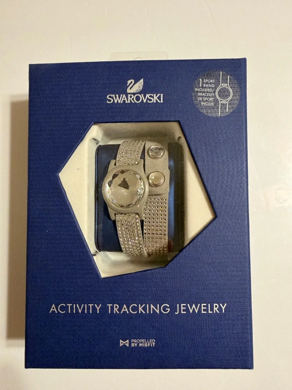 Swarovski Crystal Activity Tracking Bracelet - Silver-tone with Sport Band