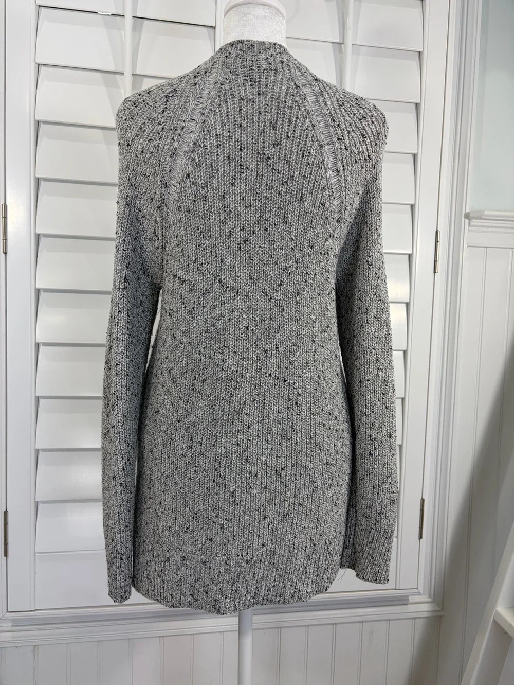 American Eagle Gray Open-Front Chunky Knit Cardigan Sweater (S)