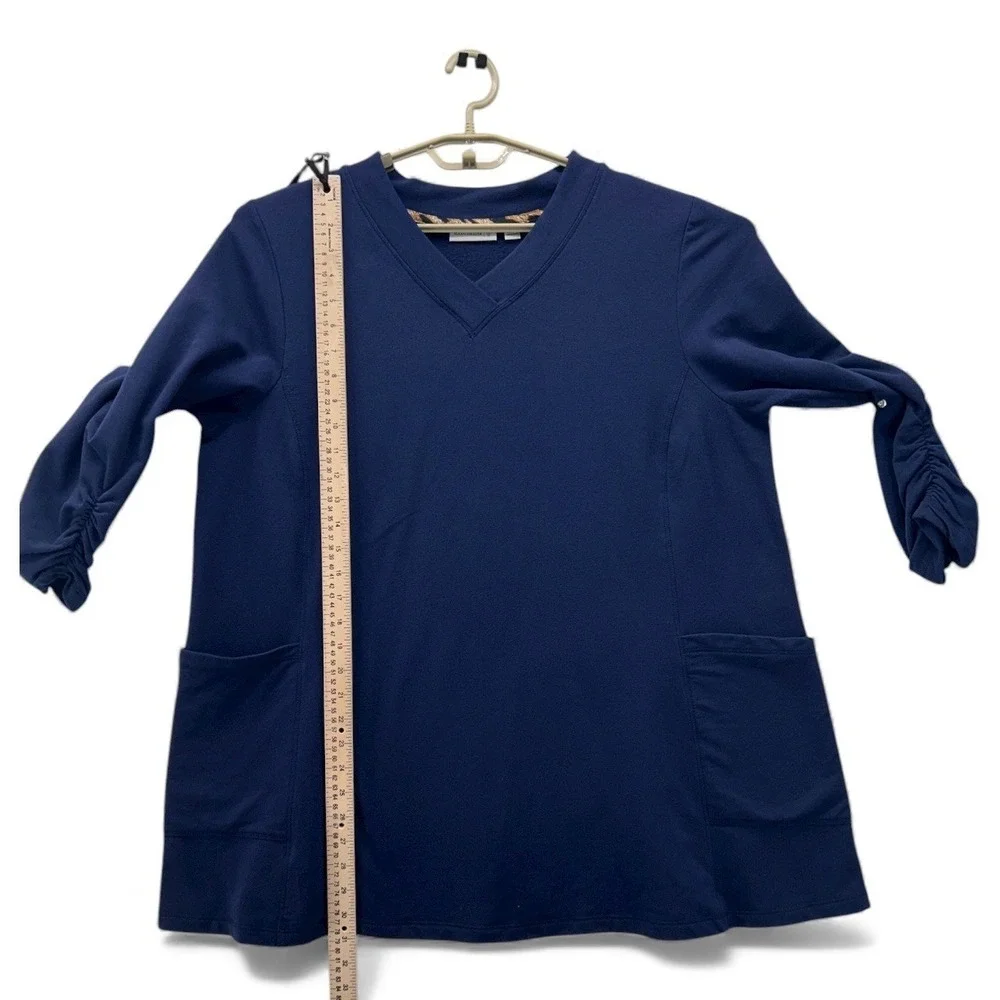Susan Graver Tunic Sweater‎ 1x Fleece Navy Blue