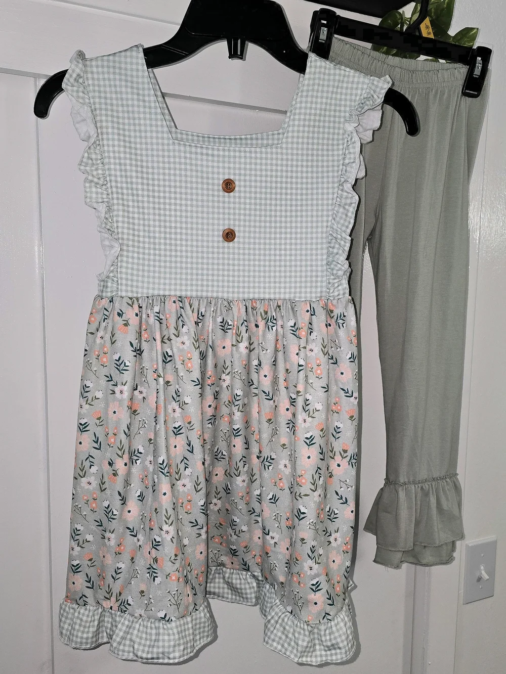 Abby & Evie Girls 2pc Dress & Leggings Set Size 8 Cotton Floral Ruffle