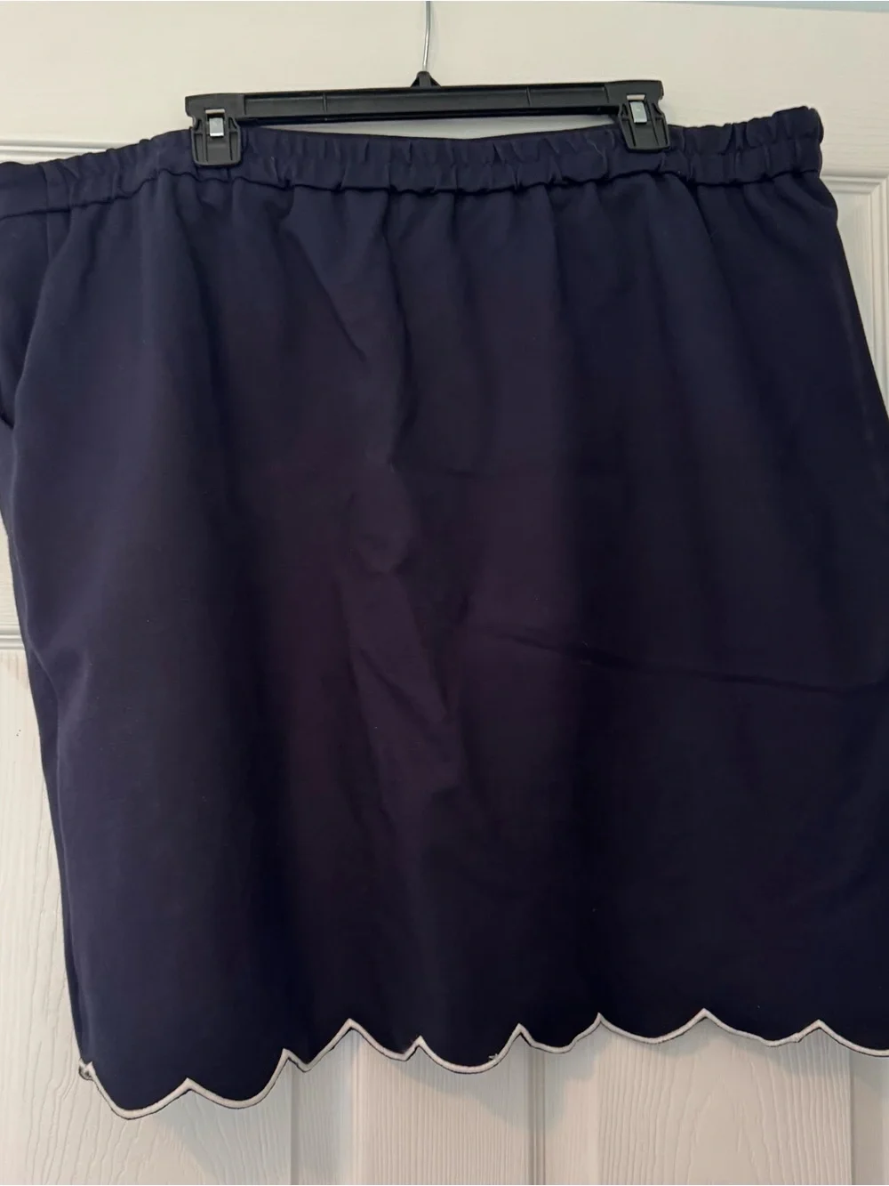 Skies Are Blue Navy Scalloped Hem Skirt
