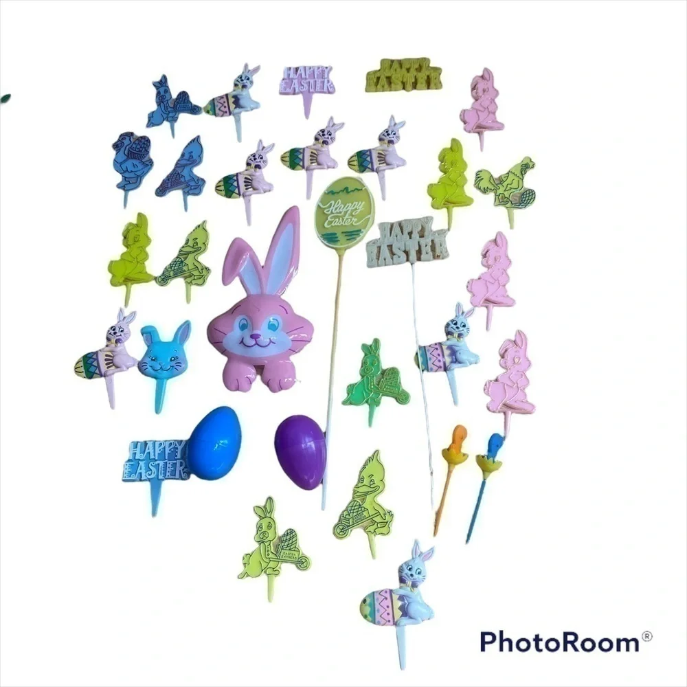 Vintage Easter Cake Decorations Pop Tops Bunny