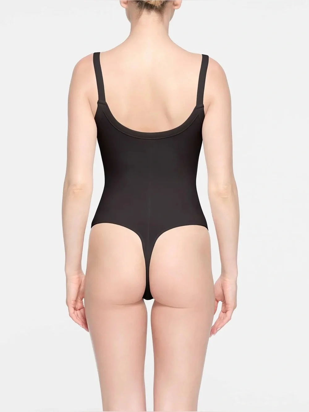 NWT SKIMS Cotton Jersey Scoop Neck Bodysuit | Soot | Size L
