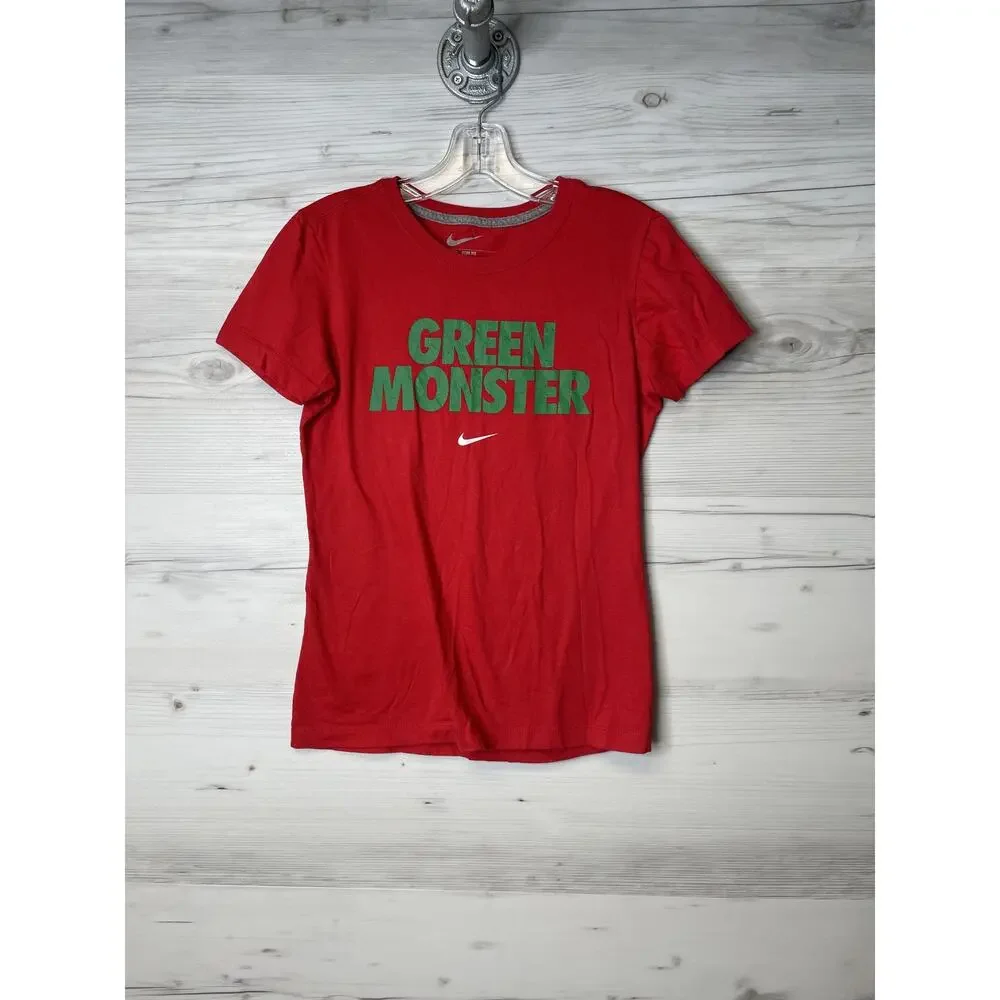 Boston Red Sox Shirt‎ Womens M Red MLB Baseball Green Monster Nike Cotton Tee
