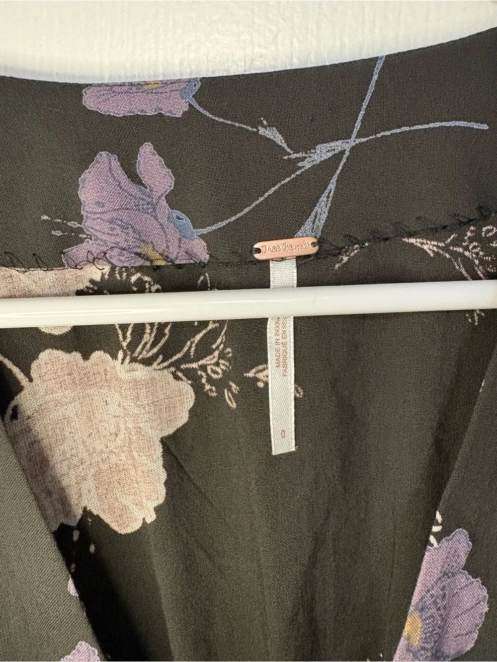 Free People Melanie Night Combo Black Purple Floral V-Neck Mini Dress