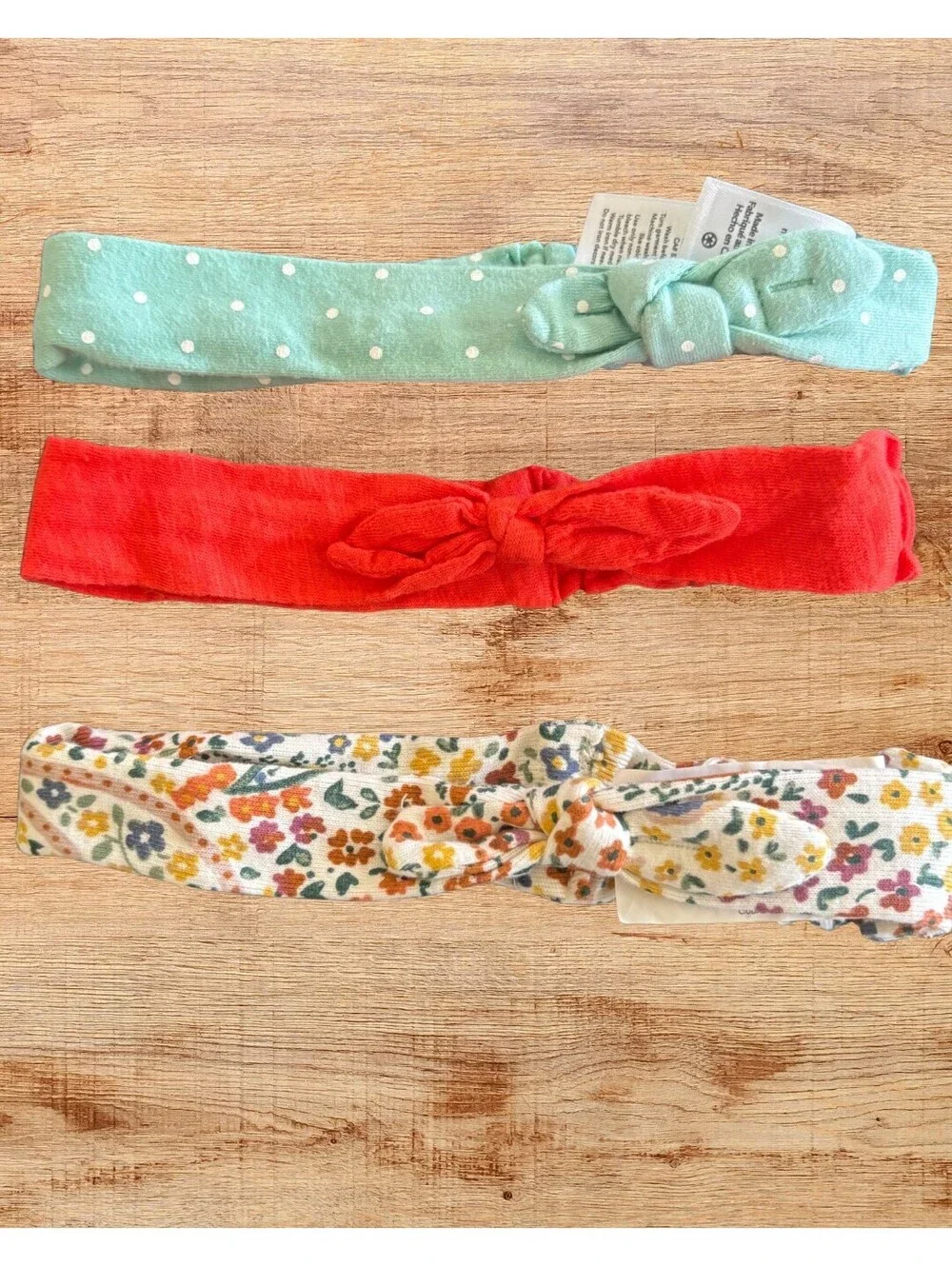 Carter's Baby Girl Bow Headband Set of 3 Size 3M Floral & Knot Headbands