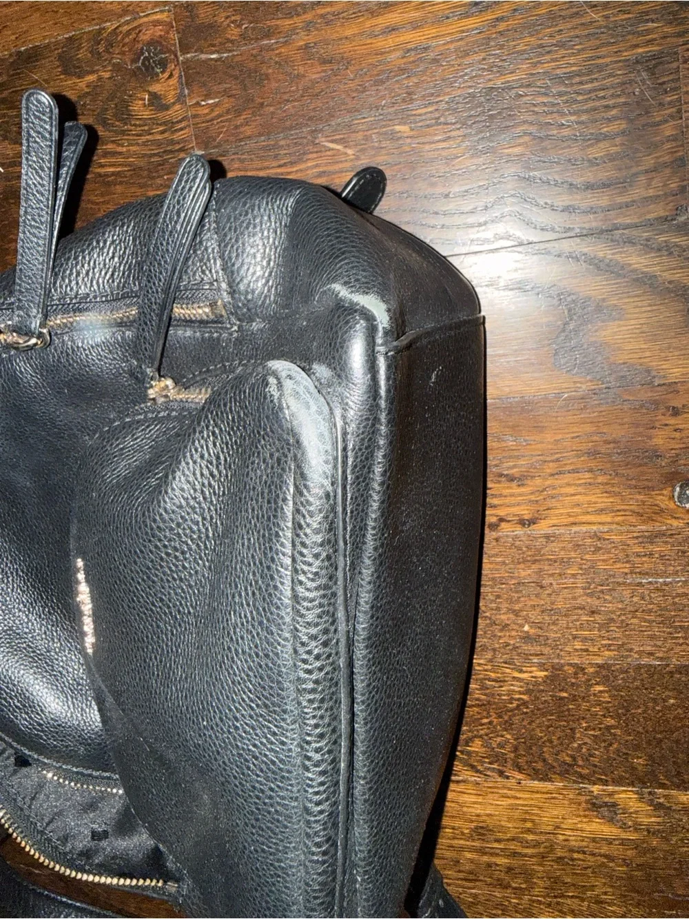 kate spade black pebbled leather mini backpack with gold logo