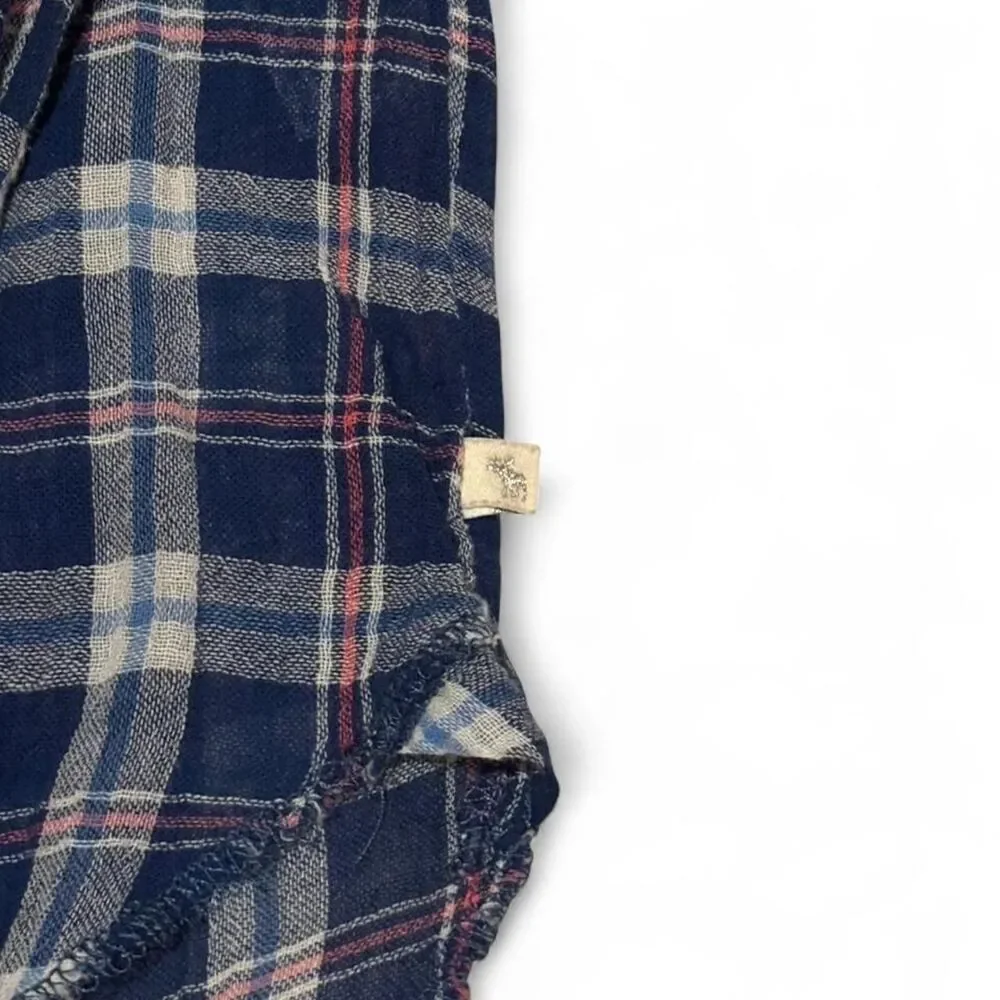 Abercrombie-fitch Women's Blue and Navy Shirt Y2K Small