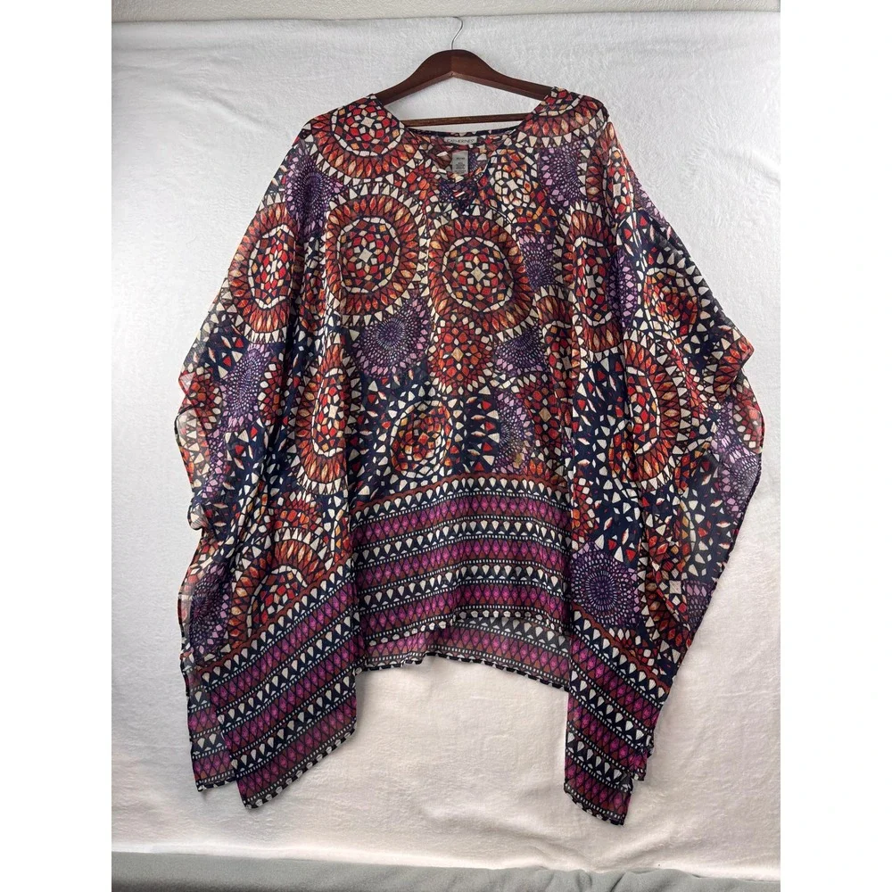 Catherines 2X/3X Boho Sheer Kimono Cover Up