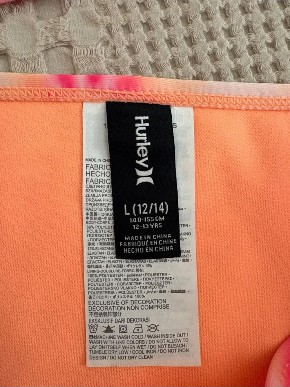 Hurley Pink & Peach Tie-Dye Sport Bikini