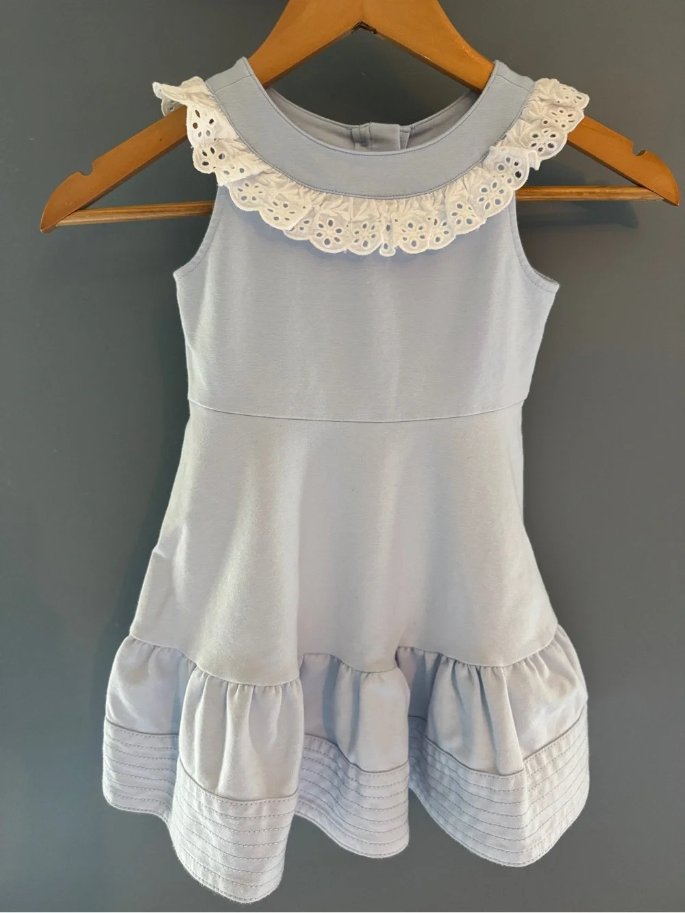 Janie and Jack Pale Blue Sleeveless Dress with White Collar
