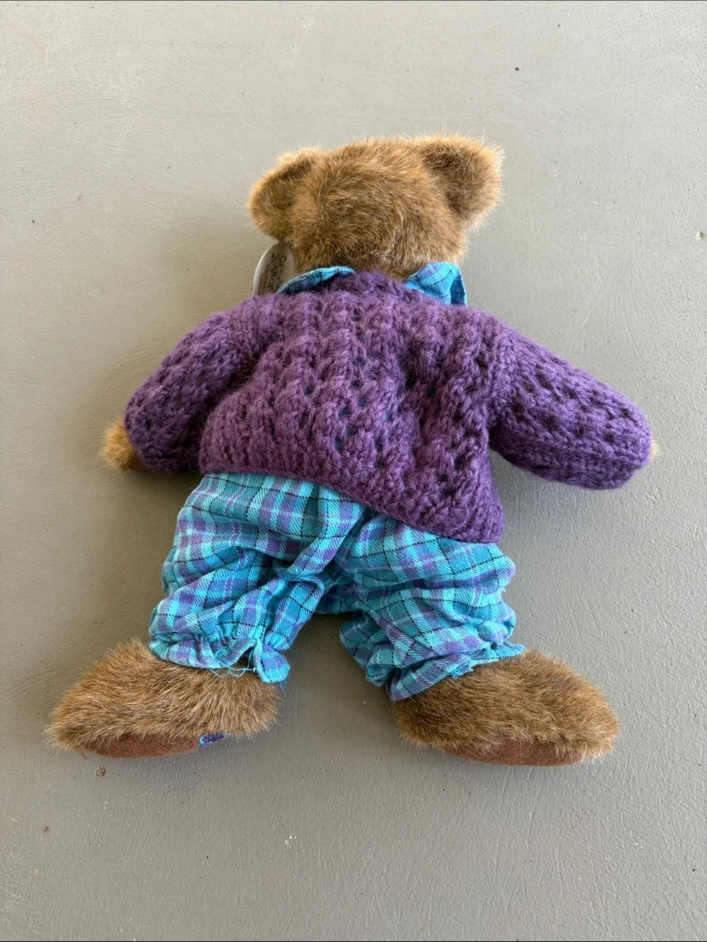 Heart to Heart Boyds Bears Chloe Teddy in Purple Sweater and Plaid Outfit