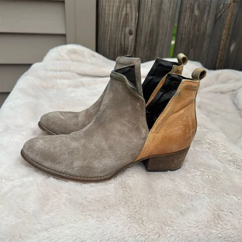 Diba True Women's Western Booties Size 9 Brown Two-Tone Almond Toe