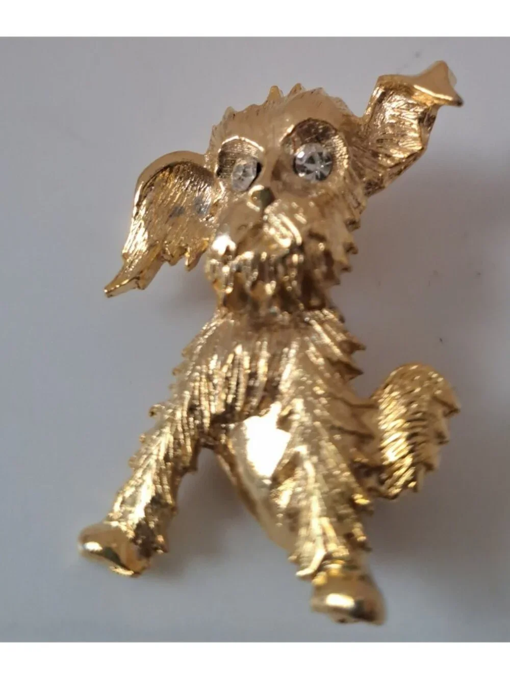 Vintage 1950S 60S Gold Tone Terrier Shaggy Dog Puppy Jewelry Pin Brooch