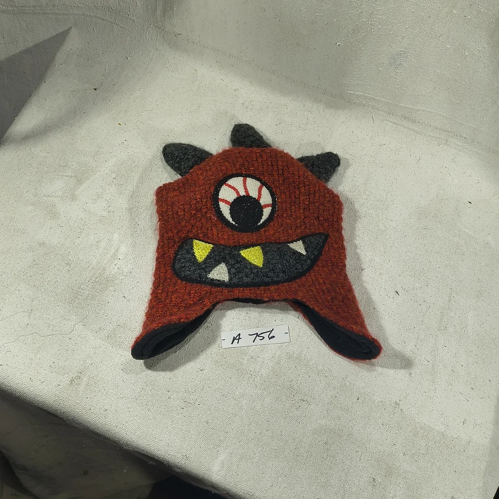 Kid's Size 2 - 4 Yrs Black and Red Knit Monster Beanieby Place Est 1989