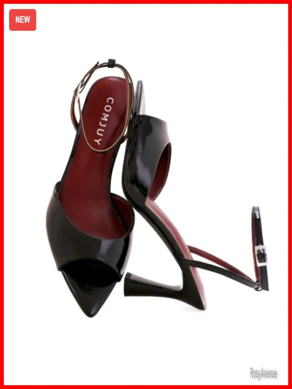Kitten Heeled Sandals Strappy Peep Toe Flared Heels Faux Leather Dress Shoes