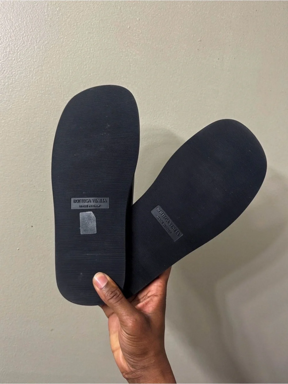 Bottega Veneta Men's Black Leather Slide Sandals