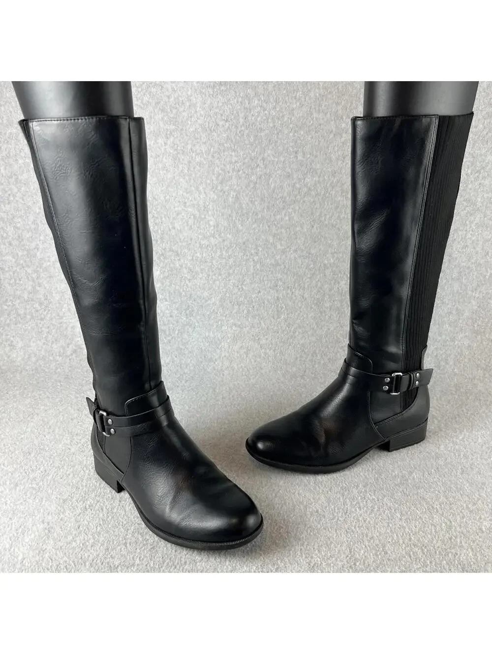 Women Boots Size 6.5 Life Stride Faux Leather Comfort Sole Black