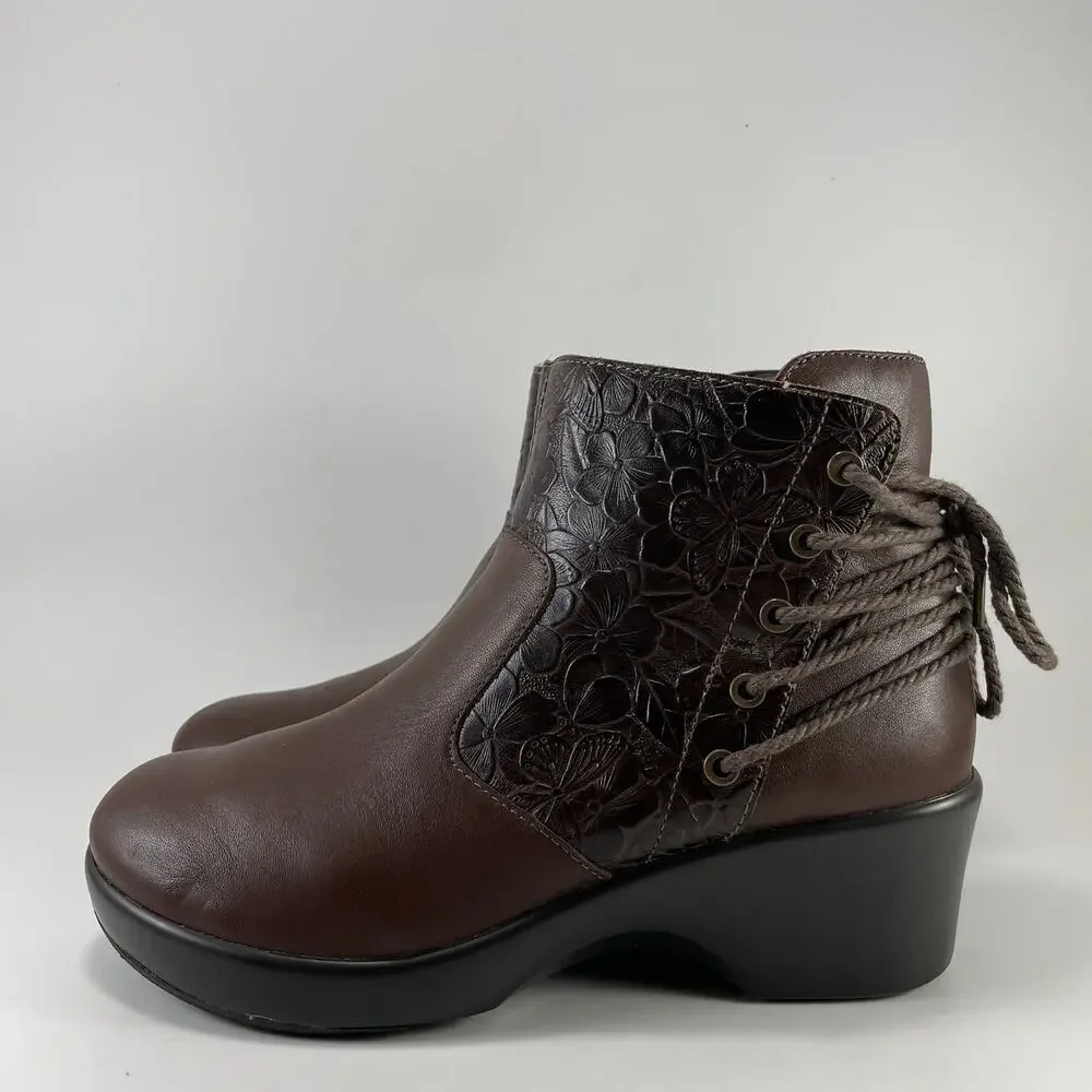 Alegria Stevee Boots Womens Size 38, US Size 8-8.5 Brown Embossed Floral STE-796