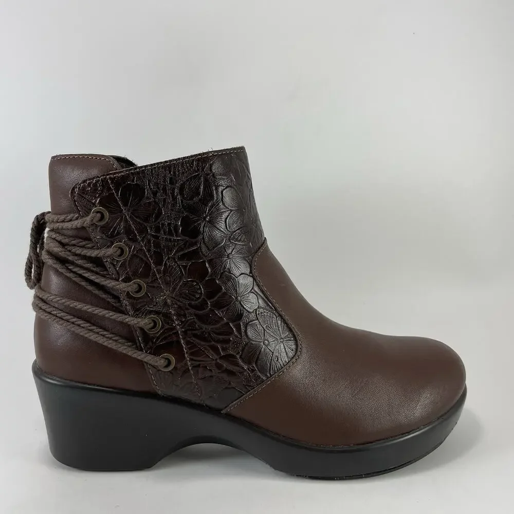 Alegria Stevee Boots Womens Size 38, US Size 8-8.5 Brown Embossed Floral STE-796