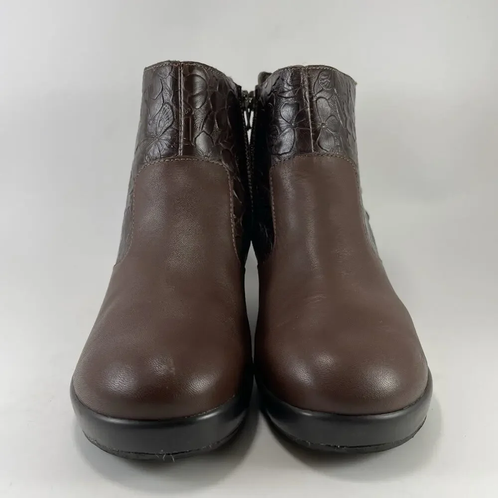 Alegria Stevee Boots Womens Size 38, US Size 8-8.5 Brown Embossed Floral STE-796