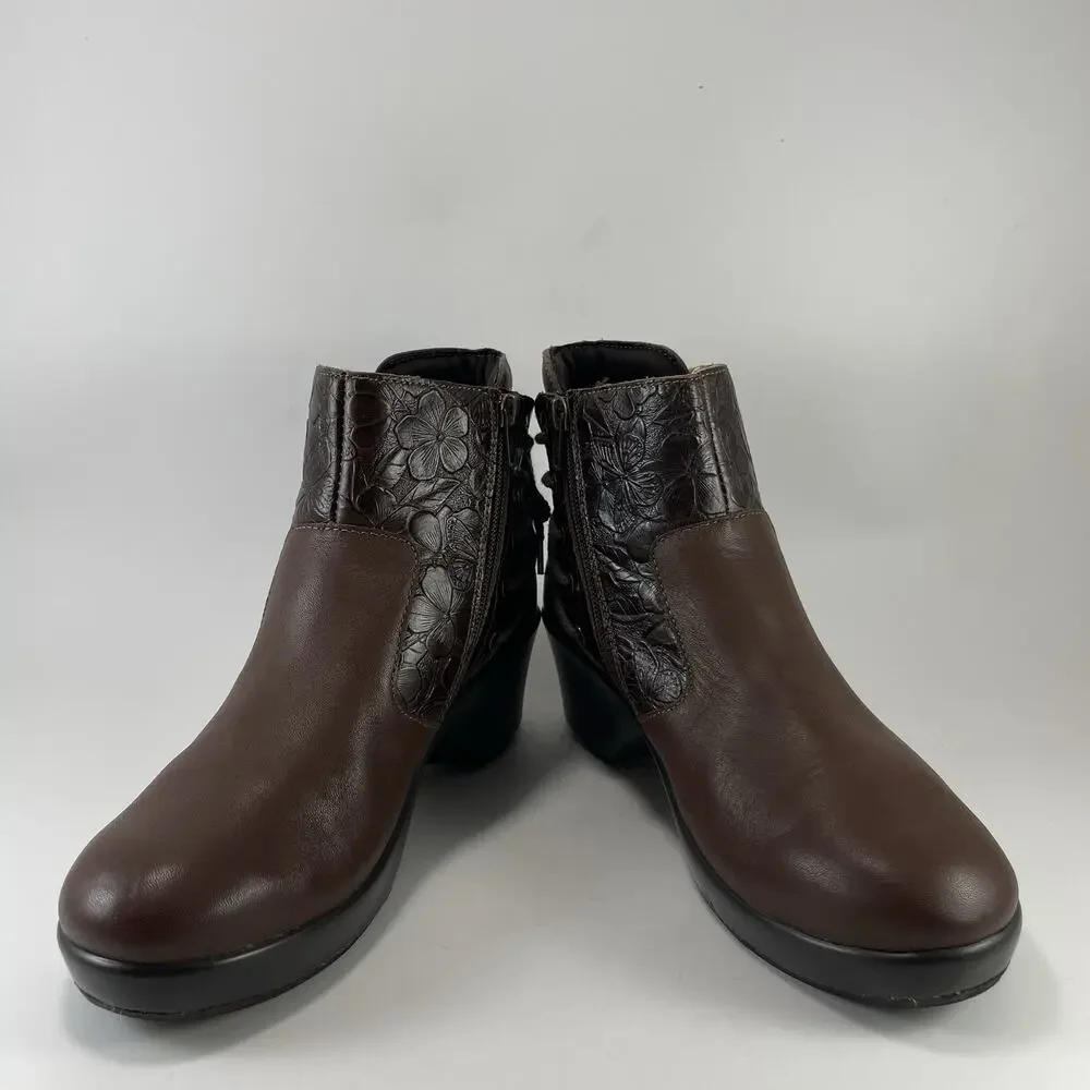 Alegria Stevee Boots Womens Size 38, US Size 8-8.5 Brown Embossed Floral STE-796