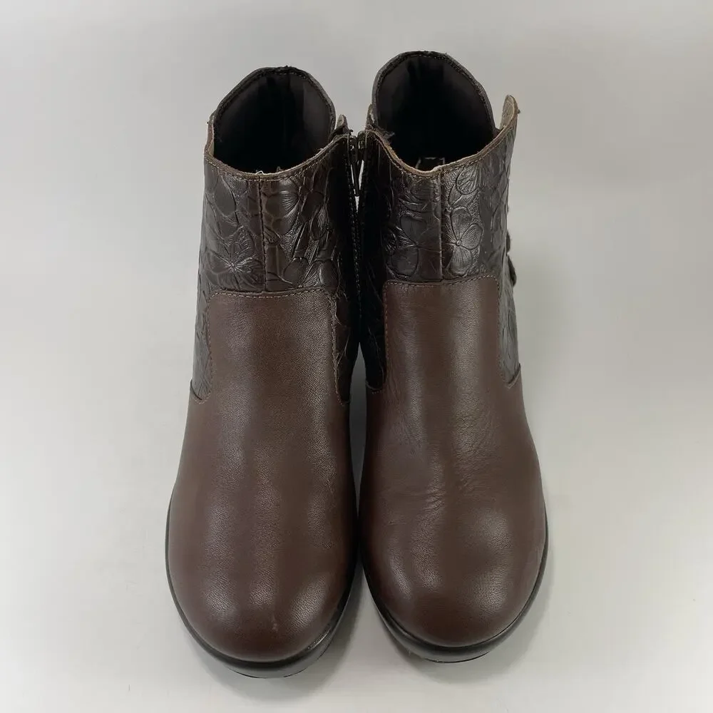 Alegria Stevee Boots Womens Size 38, US Size 8-8.5 Brown Embossed Floral STE-796