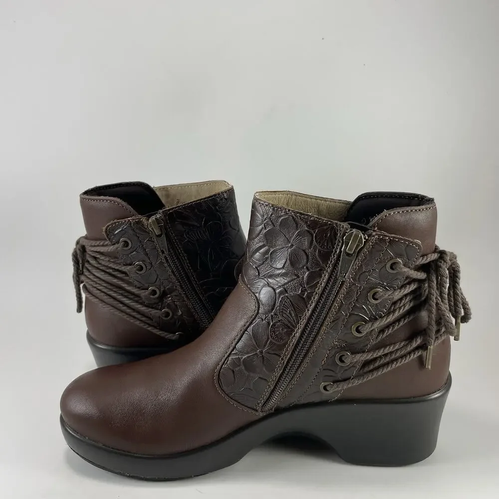 Alegria Stevee Boots Womens Size 38, US Size 8-8.5 Brown Embossed Floral STE-796
