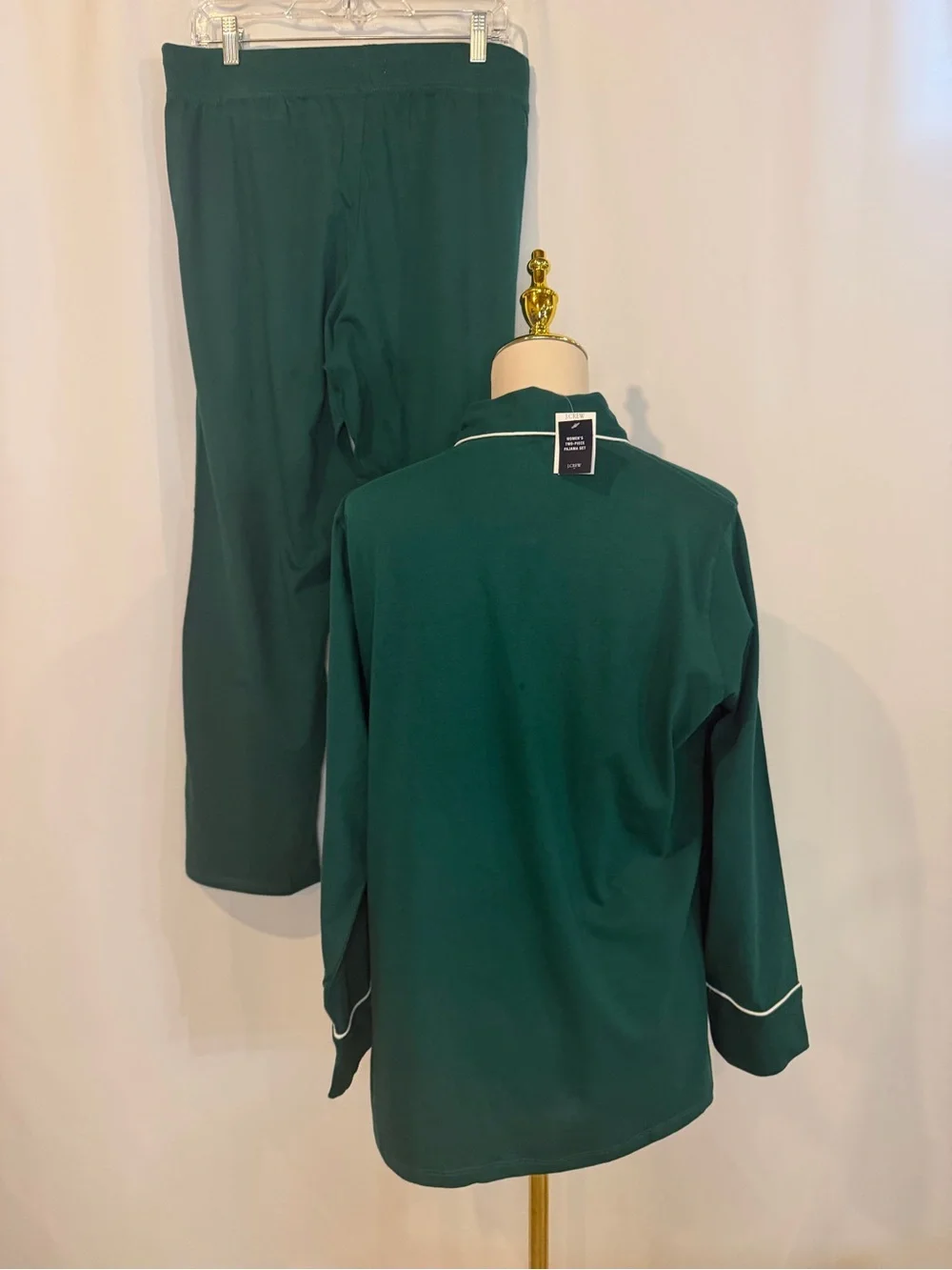 J.Crew petite long sleeve pajama set in dark green