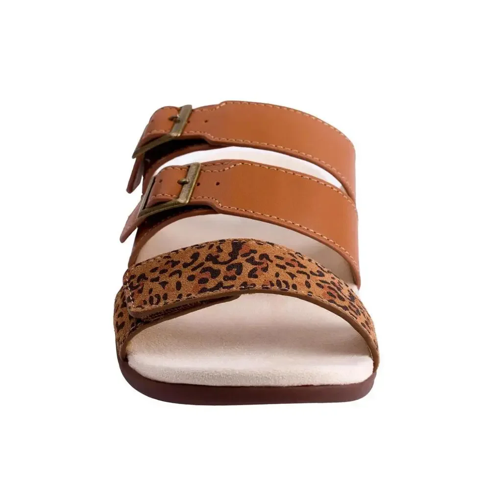 Spenco Revitalign Orchid Sandal Women 7.5 Saddle Cheetah Open Toe Slide HTAT1407