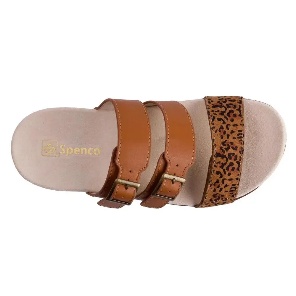 Spenco Revitalign Orchid Sandal Women 7.5 Saddle Cheetah Open Toe Slide HTAT1407