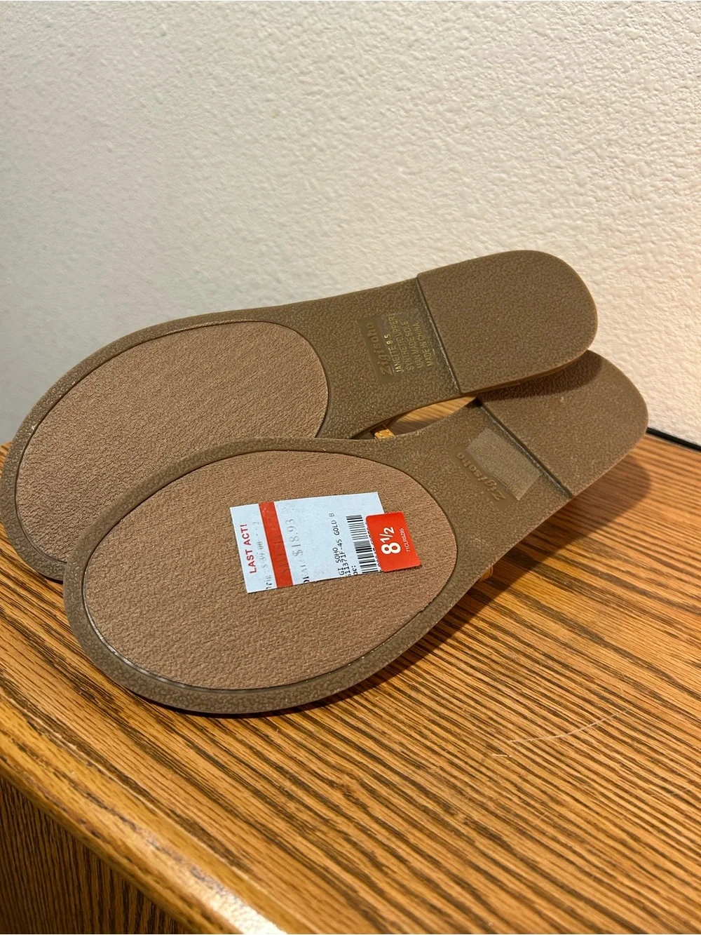 Zigi Soho Cognac T-Strap Sandals with Gold Accent