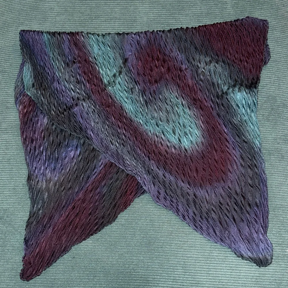 Hand dyed pure 100% silk crinkle Blue and Purple Textured Scarf