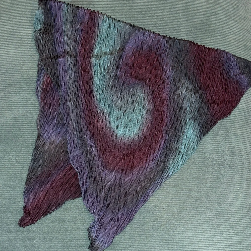 Hand dyed pure 100% silk crinkle Blue and Purple Textured Scarf
